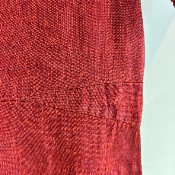 FLAX Petite Sz L Dress Aline Pockets 100% Linen Midi Length Unlined - Picture 3 of 7